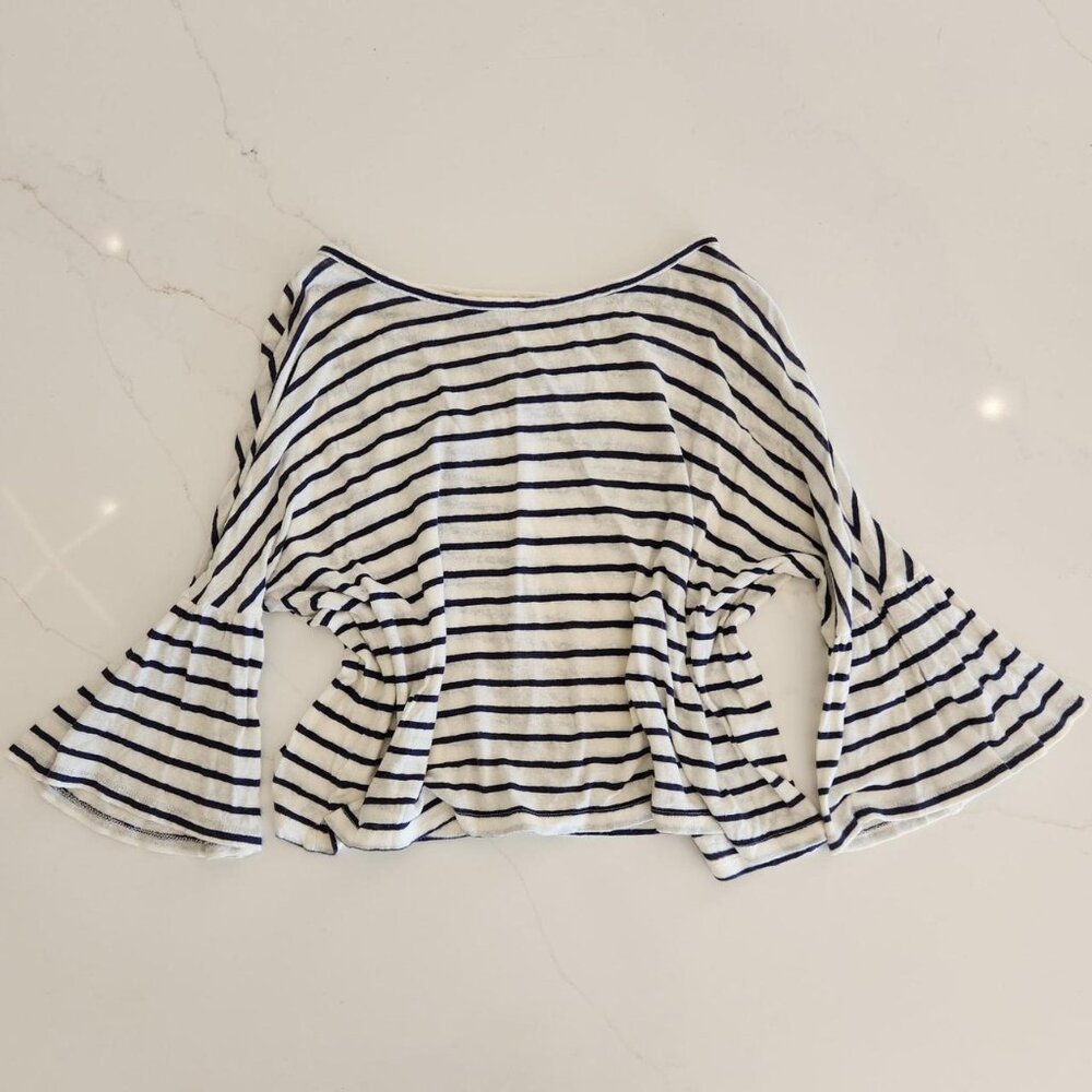 Madewell Sz XS Quarter Sleeve Top Shirt Stripe Women's Boxy Cotton Lightweight